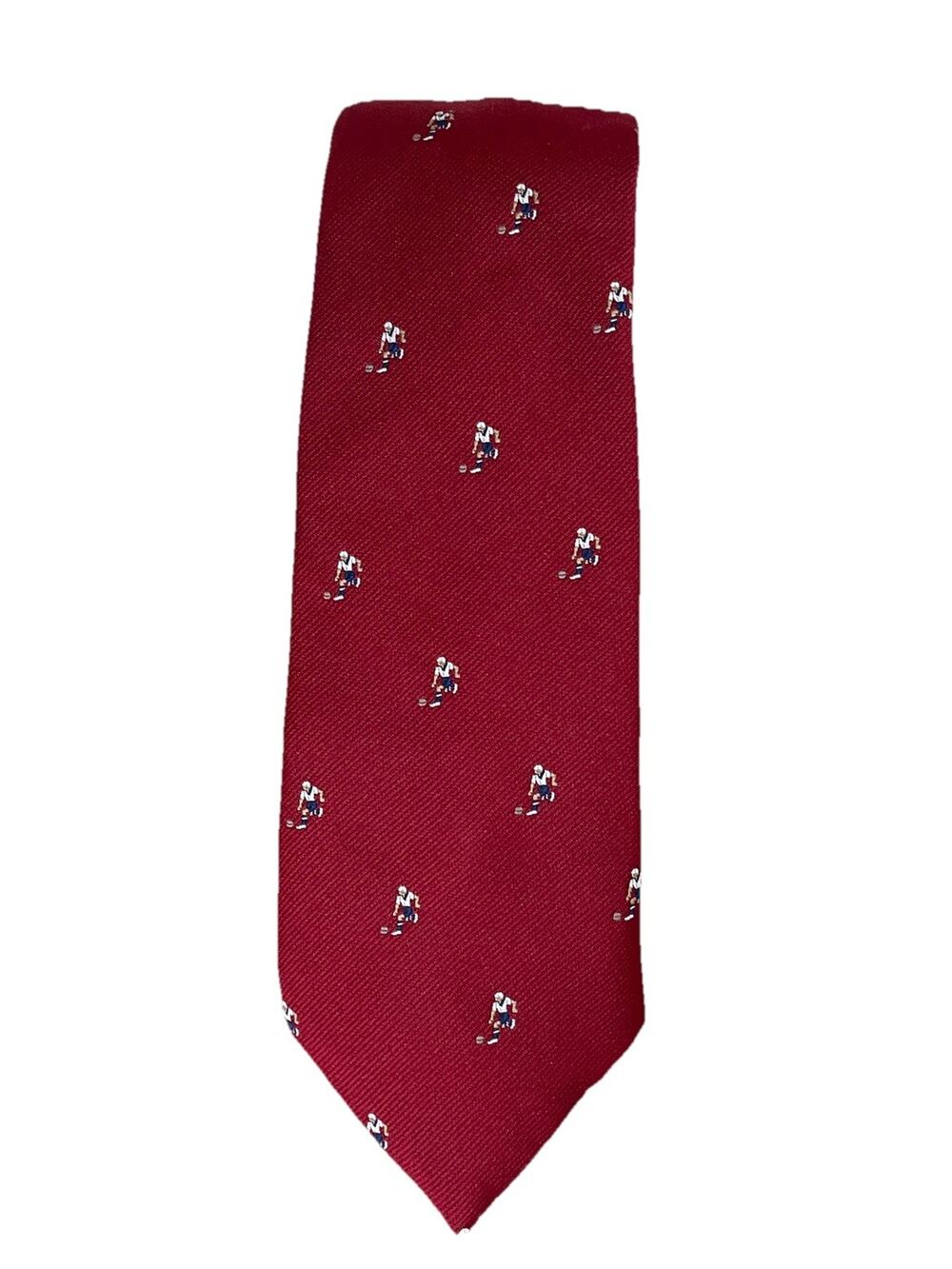 Vintage 1970s Soccer Futbol Neck Tie Maroon Soccer Players - World Cup - FIFA